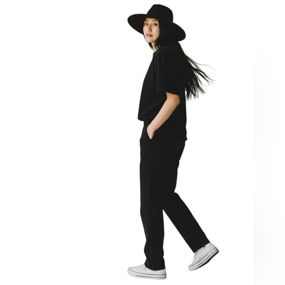 FREE PEOPLE Elegant Black Wool Wide-Brim Fedora Hat One Size Dark Lolita NWOT main image 4